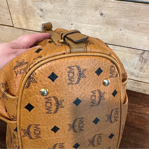 MCM Cognac Logo Visetos Shoulder Hobo Bag - Picture 14 of 16